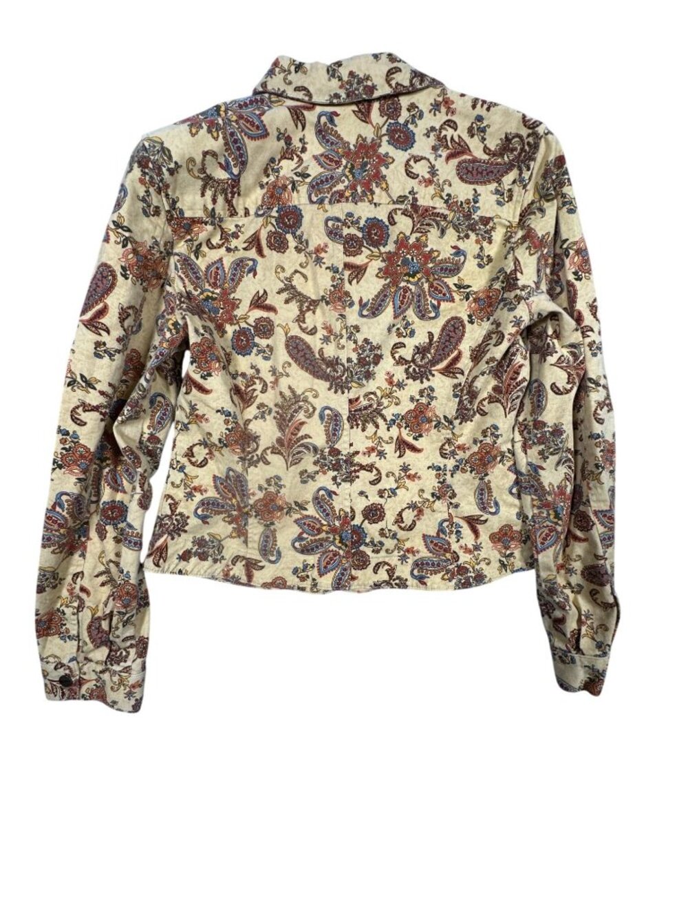 Evan-Picone Womens Paisley Print Button-Up Jacket 6 Beige Red Cotton Blend Casua - Picture 3 of 5